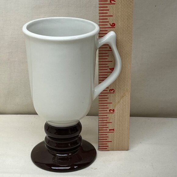 Four Hall Pottery Ivory Brown Irish Coffee Pedestal Mugs - Picture 7 of 8
